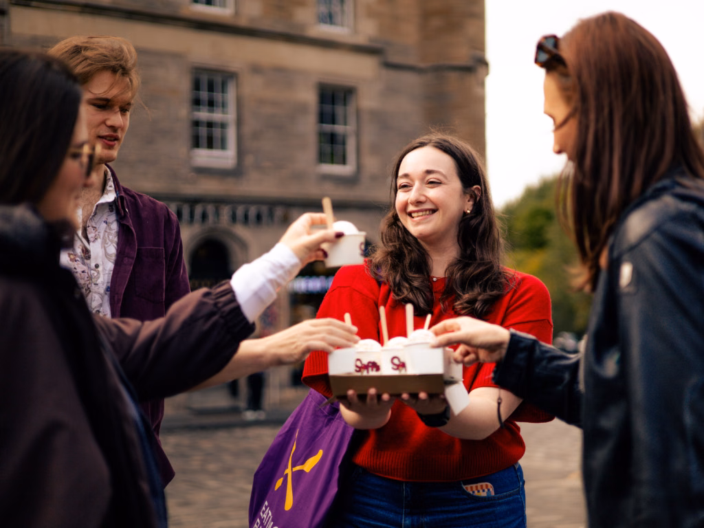 Guests enjoying a sweet treat at the end of the tour — ice cream